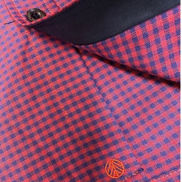 NWT Vustra‎ Men's Classic Checkered Button Down Shirt XL Organic Cotton Reb/Blue - Picture 10 of 12